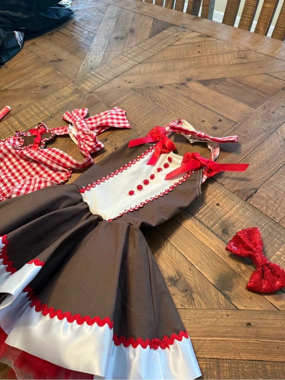 Weissman Brown, Red & White Girls' Dance Costume Dress